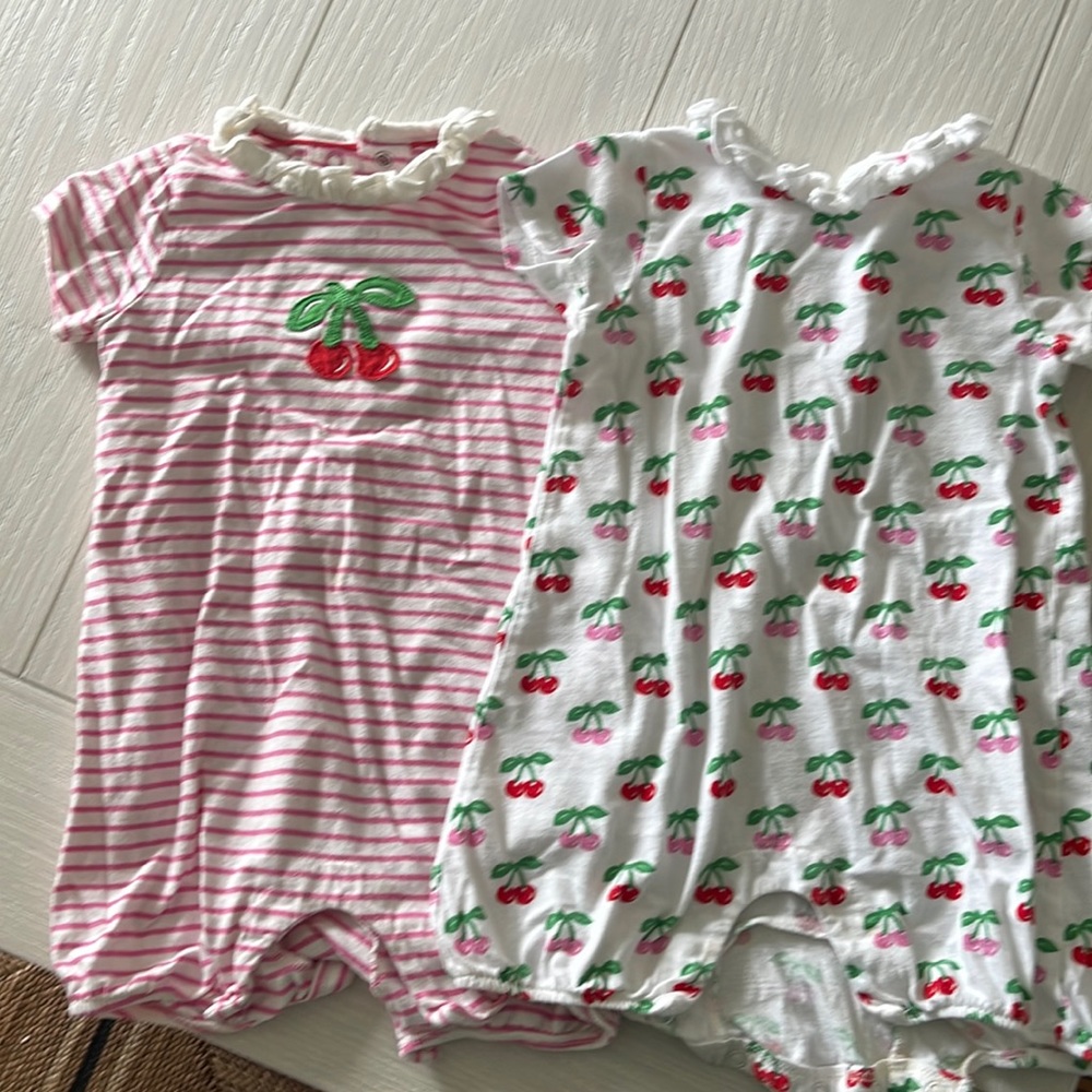 Baby boden cherry rompers